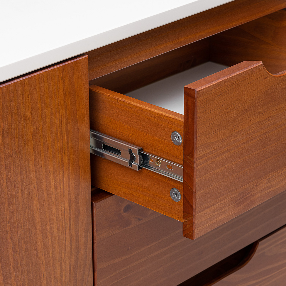 Buffet Happy 2 Portas 3 Gavetas Off White e Garapa