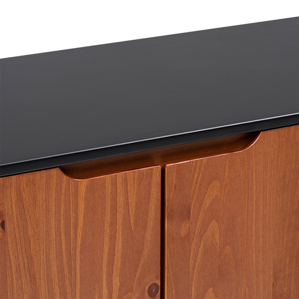 Buffet Happy 2 Portas 3 Gavetas Preto e Garapa