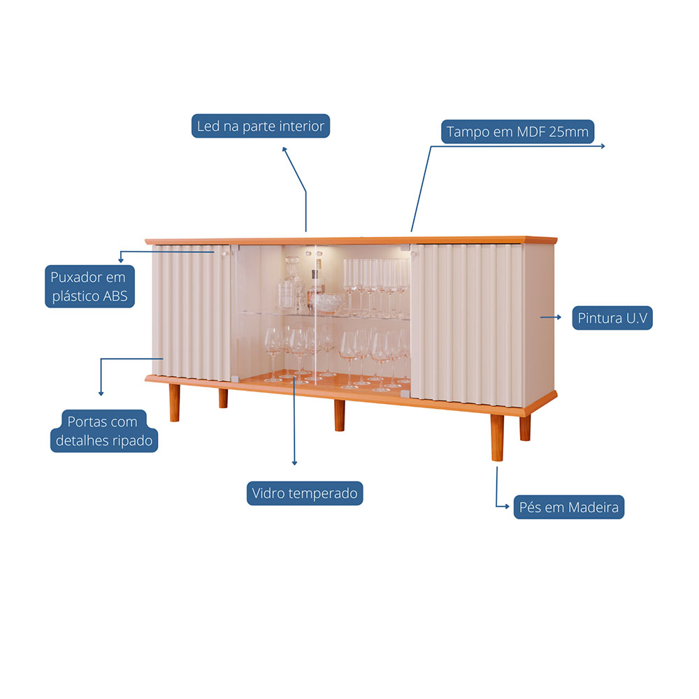 Buffet Janice 4 PT Off White e Cinamomo