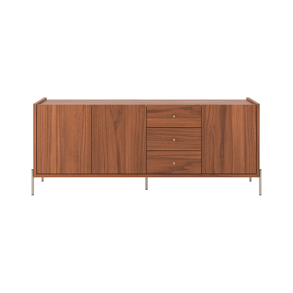 Buffet Jasper 3 Portas 3 Gavetas Canela e Champanhe
