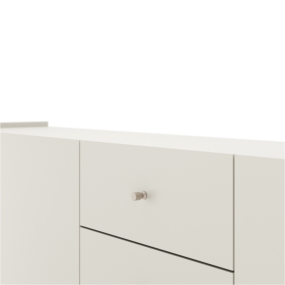 Buffet Jasper 3 Portas 3 Gavetas Off White e Champanhe