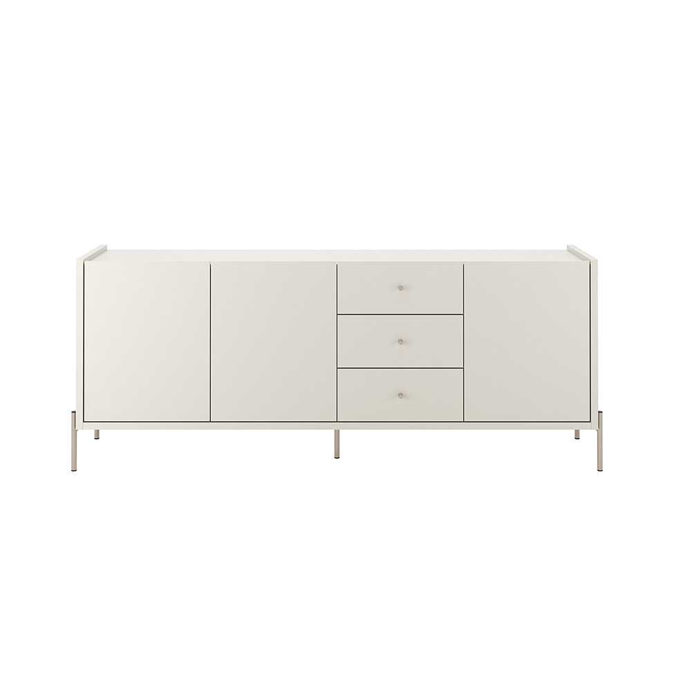Buffet Jasper 3 Portas 3 Gavetas Off White e Champanhe