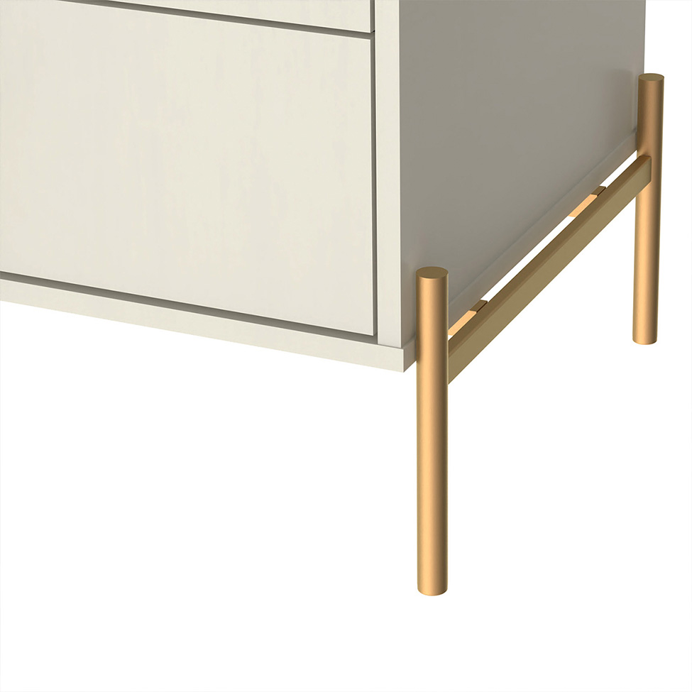 Buffet Jasper 3 Portas 3 Gavetas Off White e Dourado