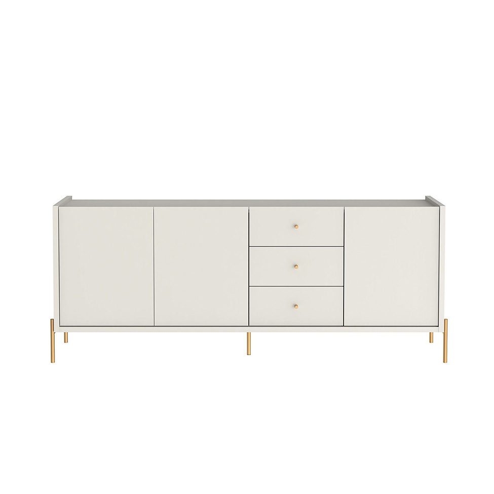 Buffet Jasper 3 Portas 3 Gavetas Off White e Dourado