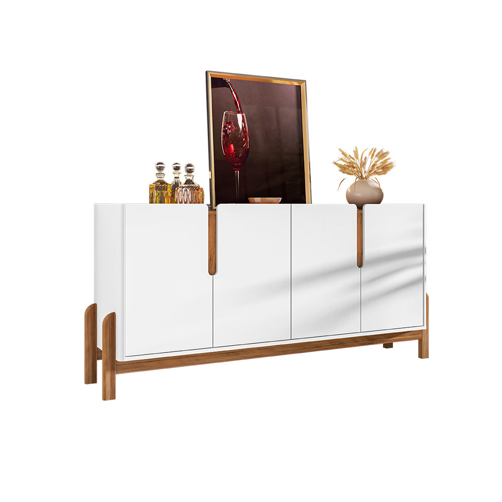 Buffet Lizz 4 PT  Branco e Cedro 170 cm
