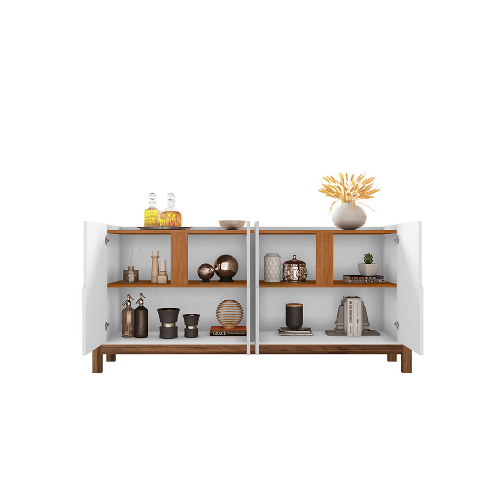 Buffet Lizz 4 PT  Branco e Cedro 170 cm