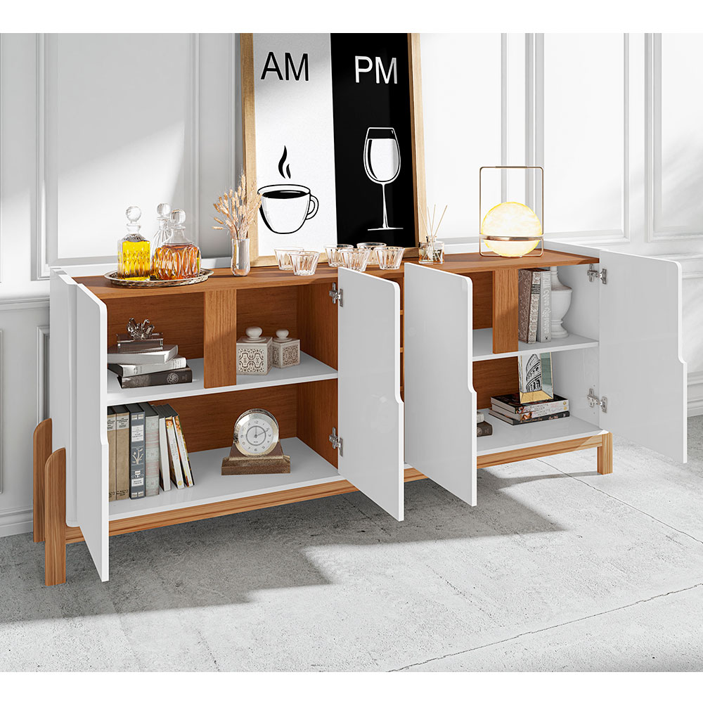 Buffet Lizz 4 PT Branco e Cedro 190 cm