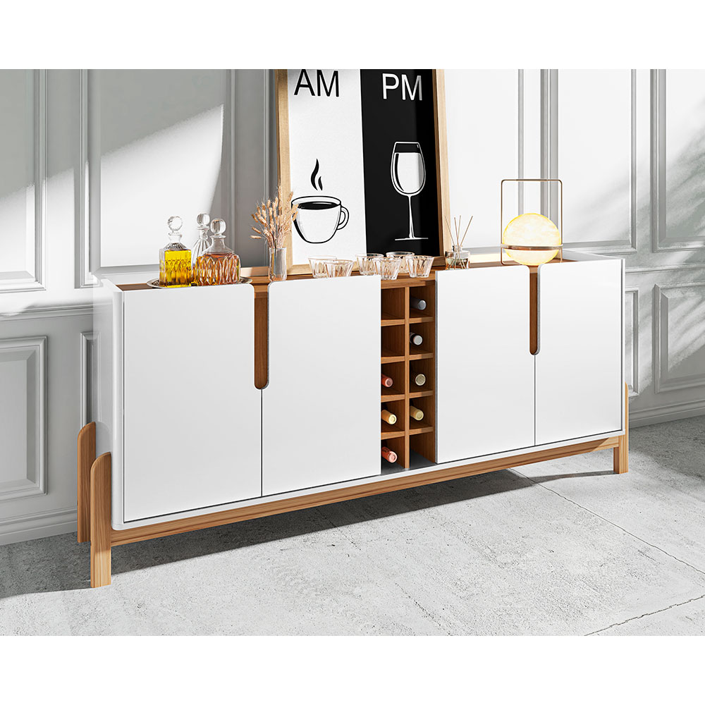 Buffet Lizz 4 PT Branco e Cedro 190 cm