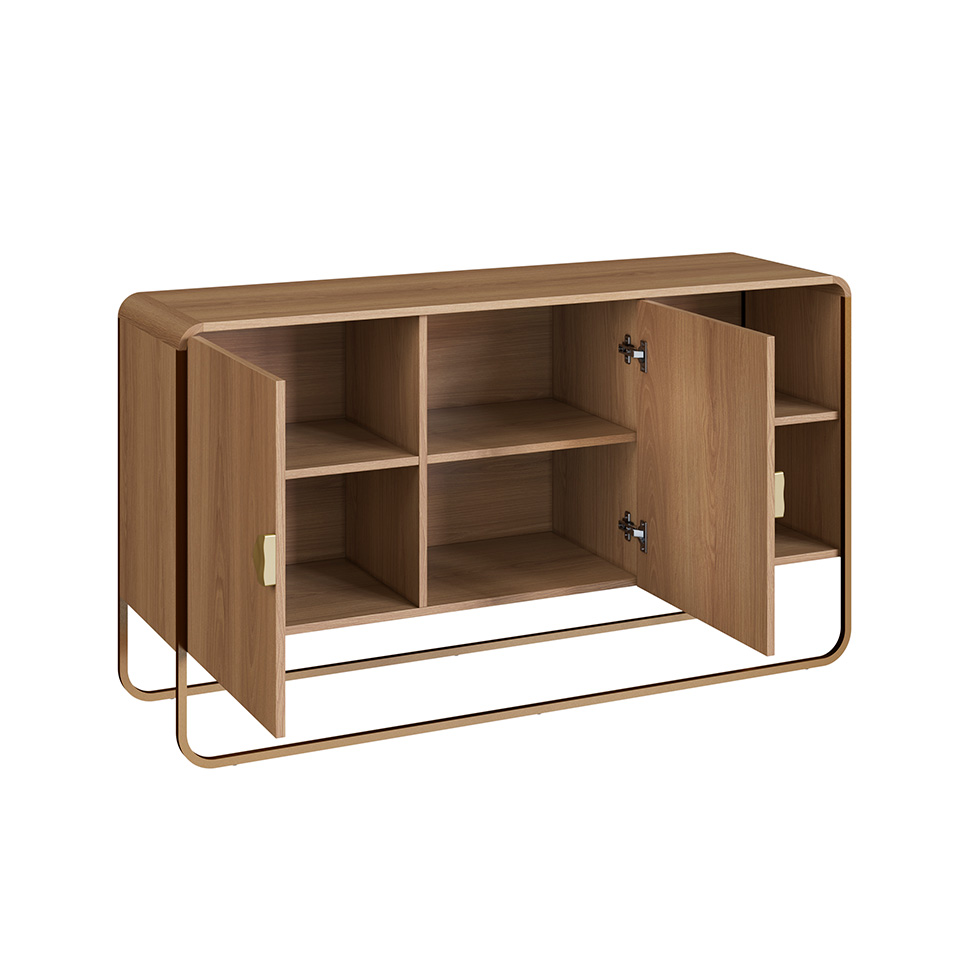 Buffet Luna 2 Portas Hanover e Dourado 135 cm