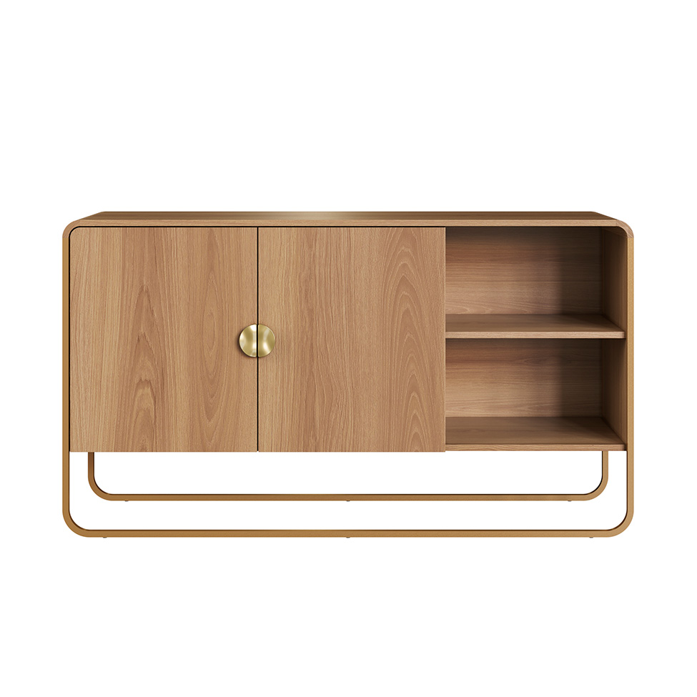Buffet Luna 2 Portas Hanover e Dourado 135 cm