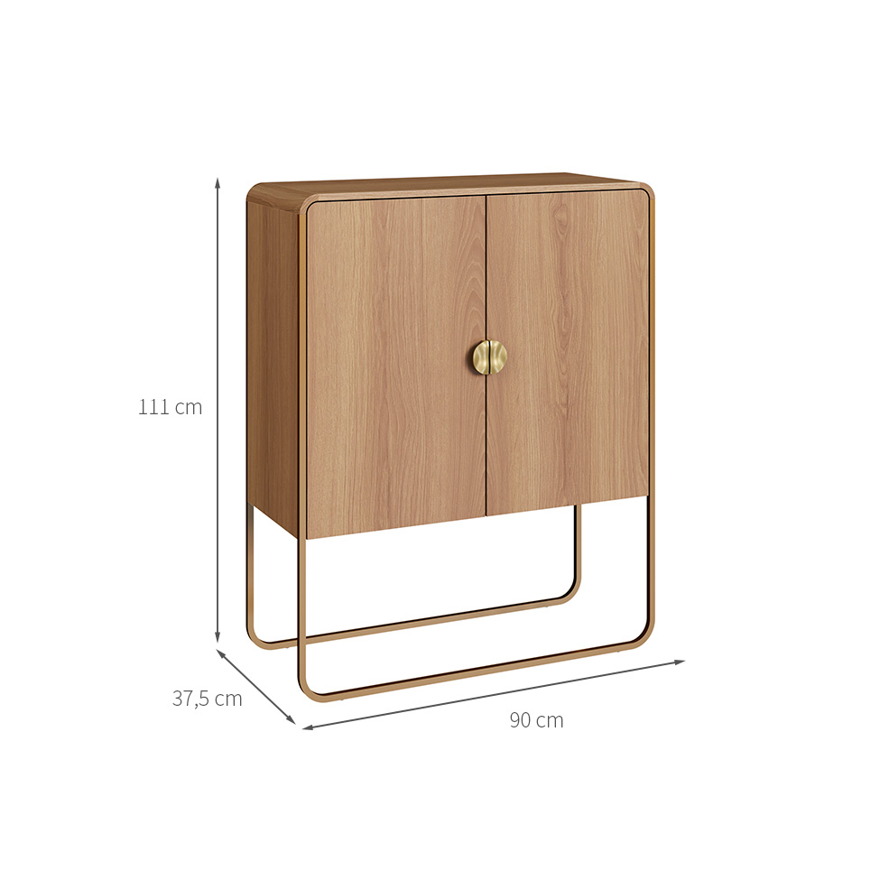 Buffet Luna 2 Portas Hanover e Dourado 90 cm