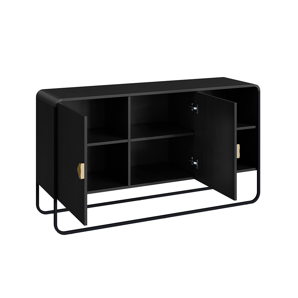 Buffet Luna 2 Portas Preto e Dourado 135 cm