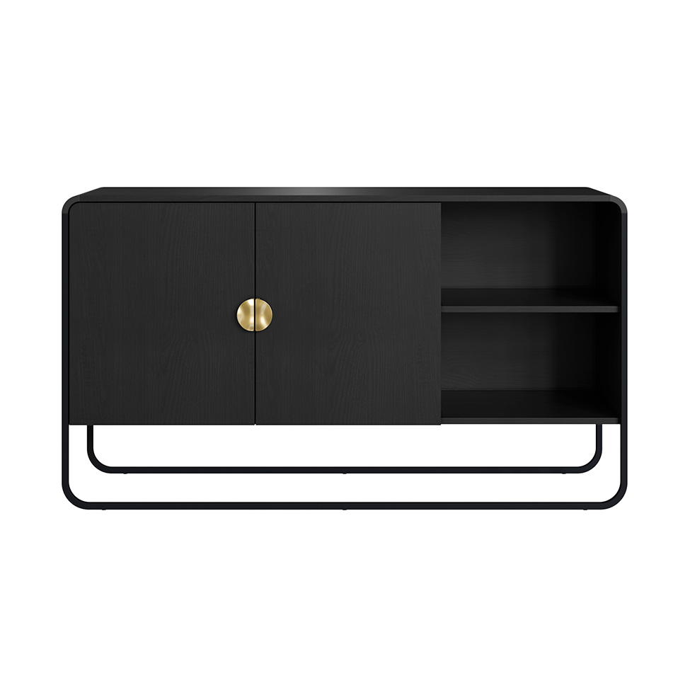 Buffet Luna 2 Portas Preto e Dourado 135 cm