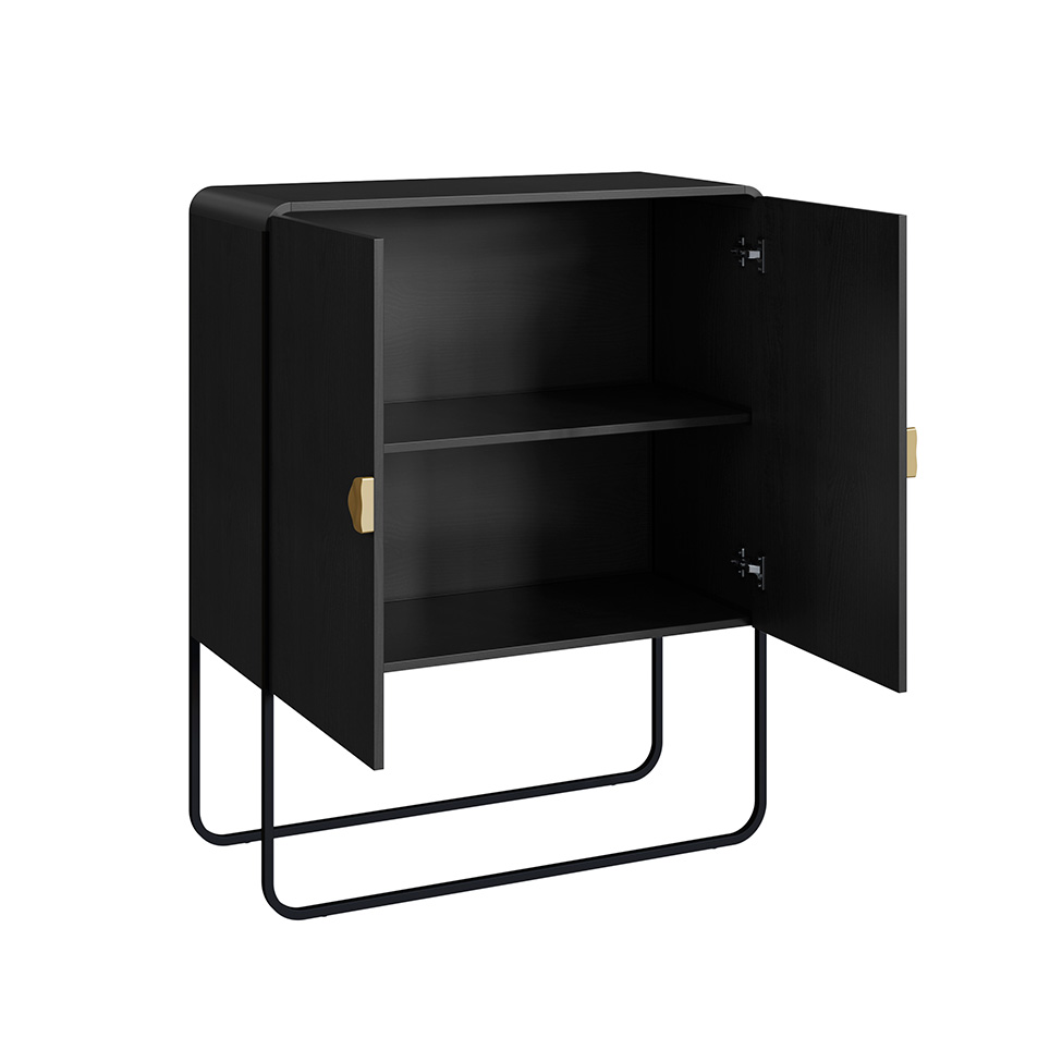 Buffet Luna 2 Portas Preto e Dourado 90 cm