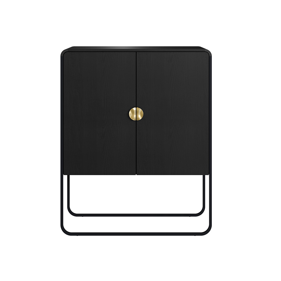 Buffet Luna 2 Portas Preto e Dourado 90 cm
