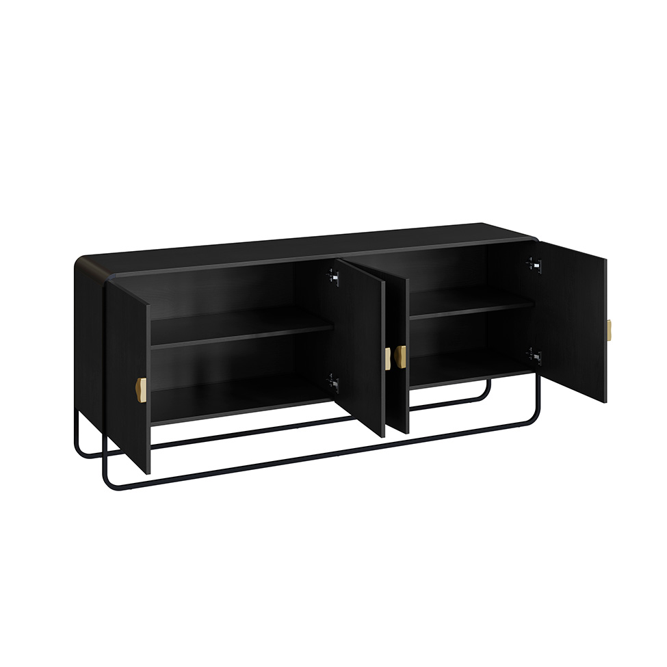 Buffet Luna 4 Portas Preto e Dourado