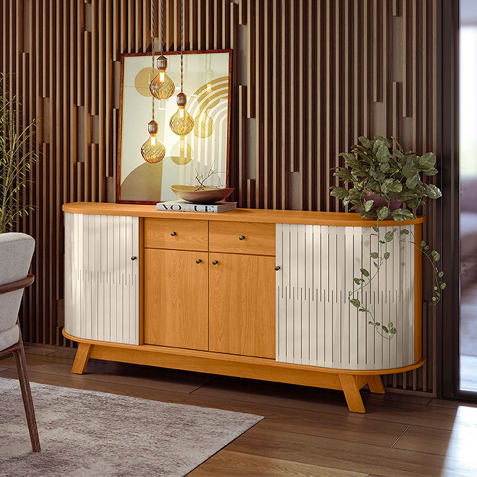 Buffet Mônaco 4 Portas 2 Gavetas Cinamomo e Off White