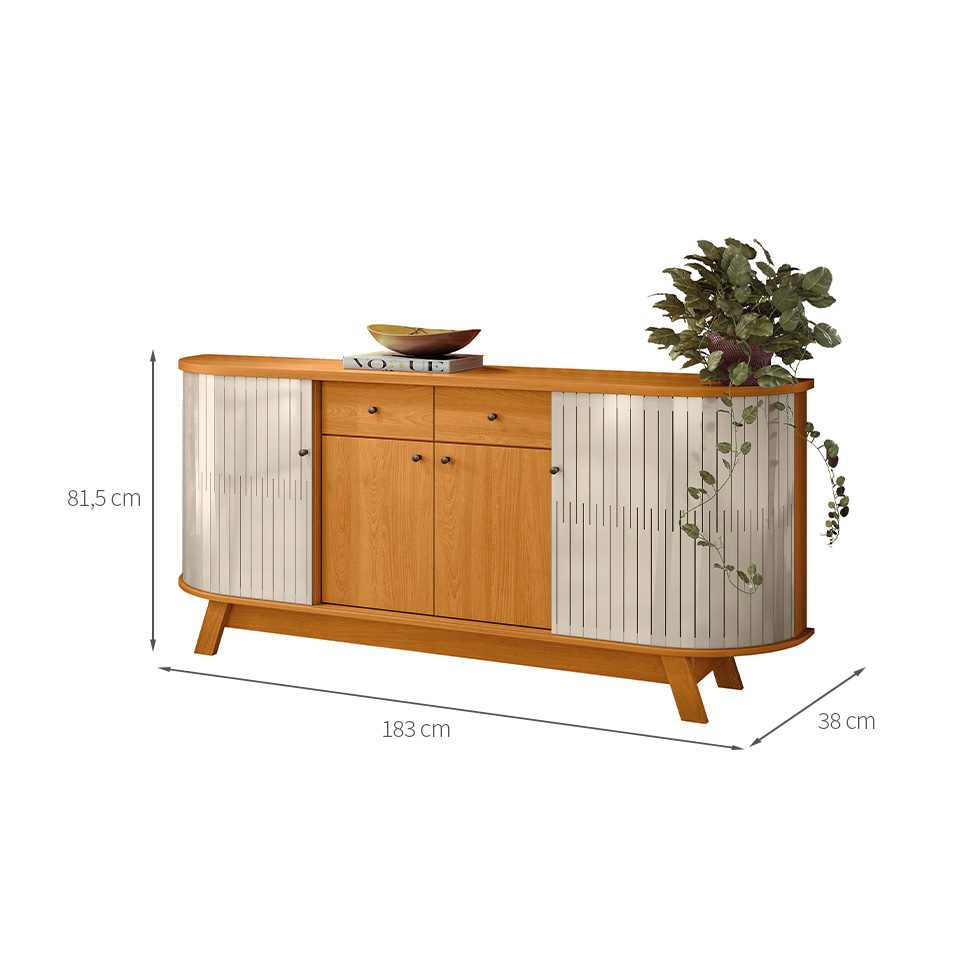 Buffet Mônaco 4 Portas 2 Gavetas Cinamomo e Off White