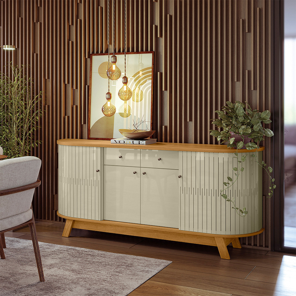 Buffet Mônaco 4 Portas 2 Gavetas Cumaru e Opala