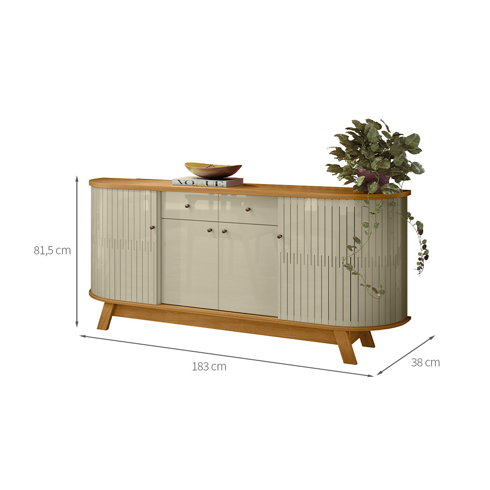 Buffet Mônaco 4 Portas 2 Gavetas Cumaru e Opala