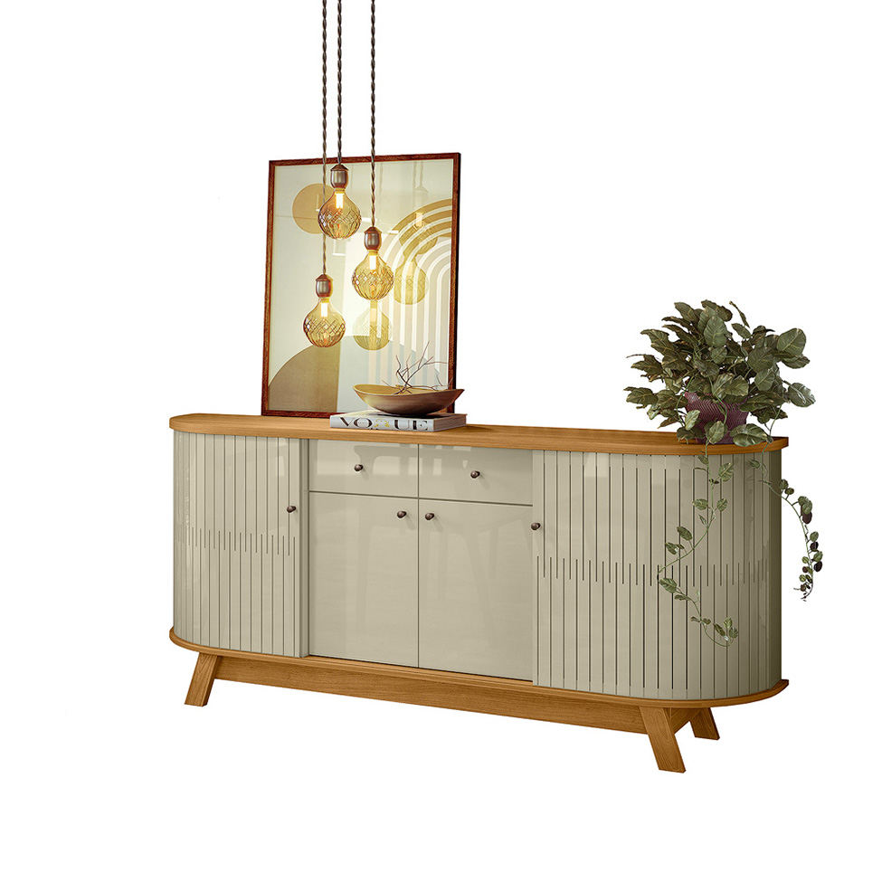 Buffet Mônaco 4 Portas 2 Gavetas Cumaru e Opala