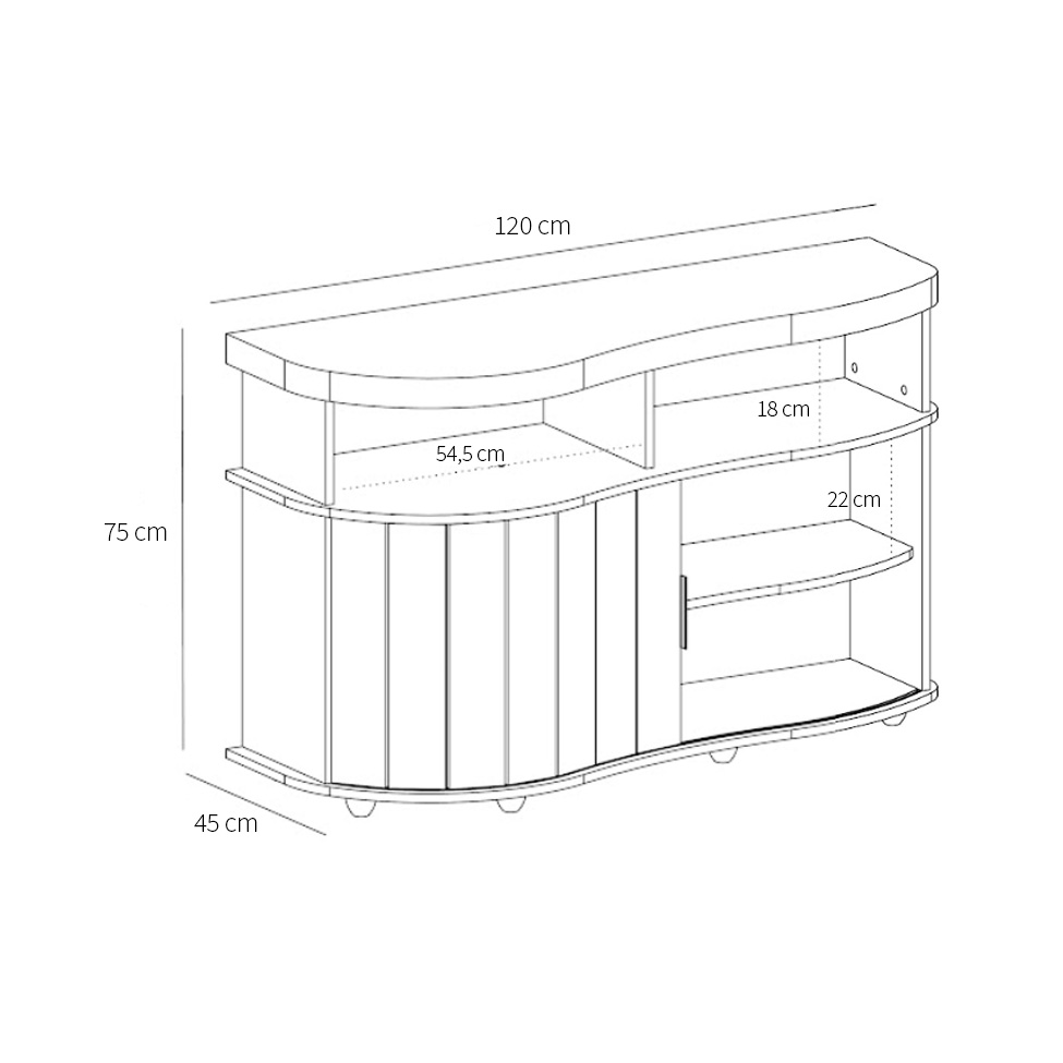 Buffet Magnum Flex 1 Porta Carvalho e Off White