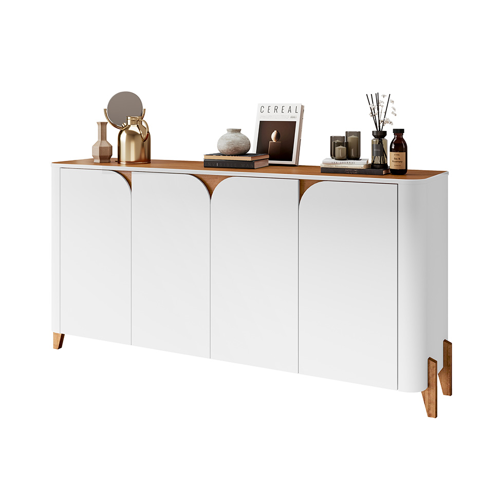 Buffet Memphis 4 Portas Branco e Cedro