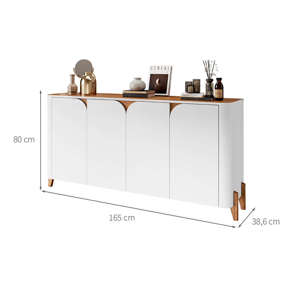 Buffet Memphis 4 Portas Branco e Cedro