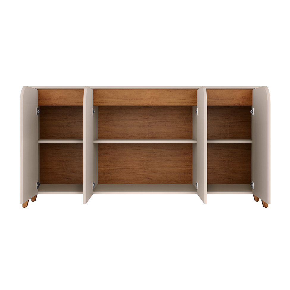 Buffet Memphis 4 Portas Off White e Cedro