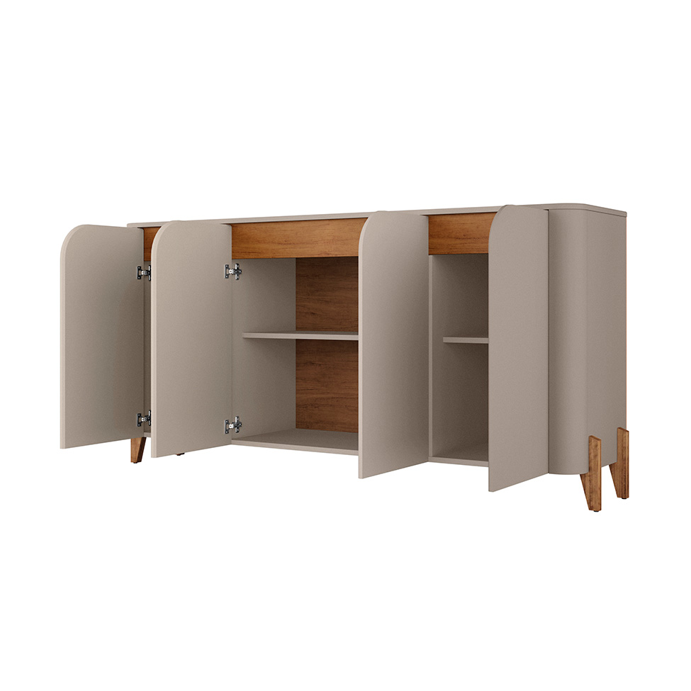 Buffet Memphis 4 Portas Off White e Cedro
