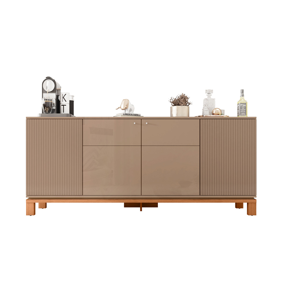 Buffet Mondrian 4 Portas Bege e Freijó