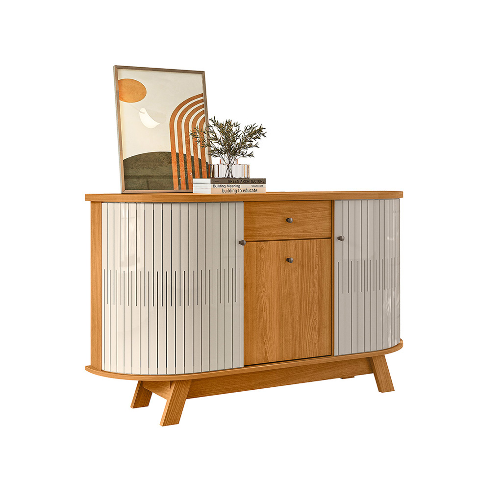 Buffet Monza 3 Portas 1 Gaveta Cinamomo e Off White