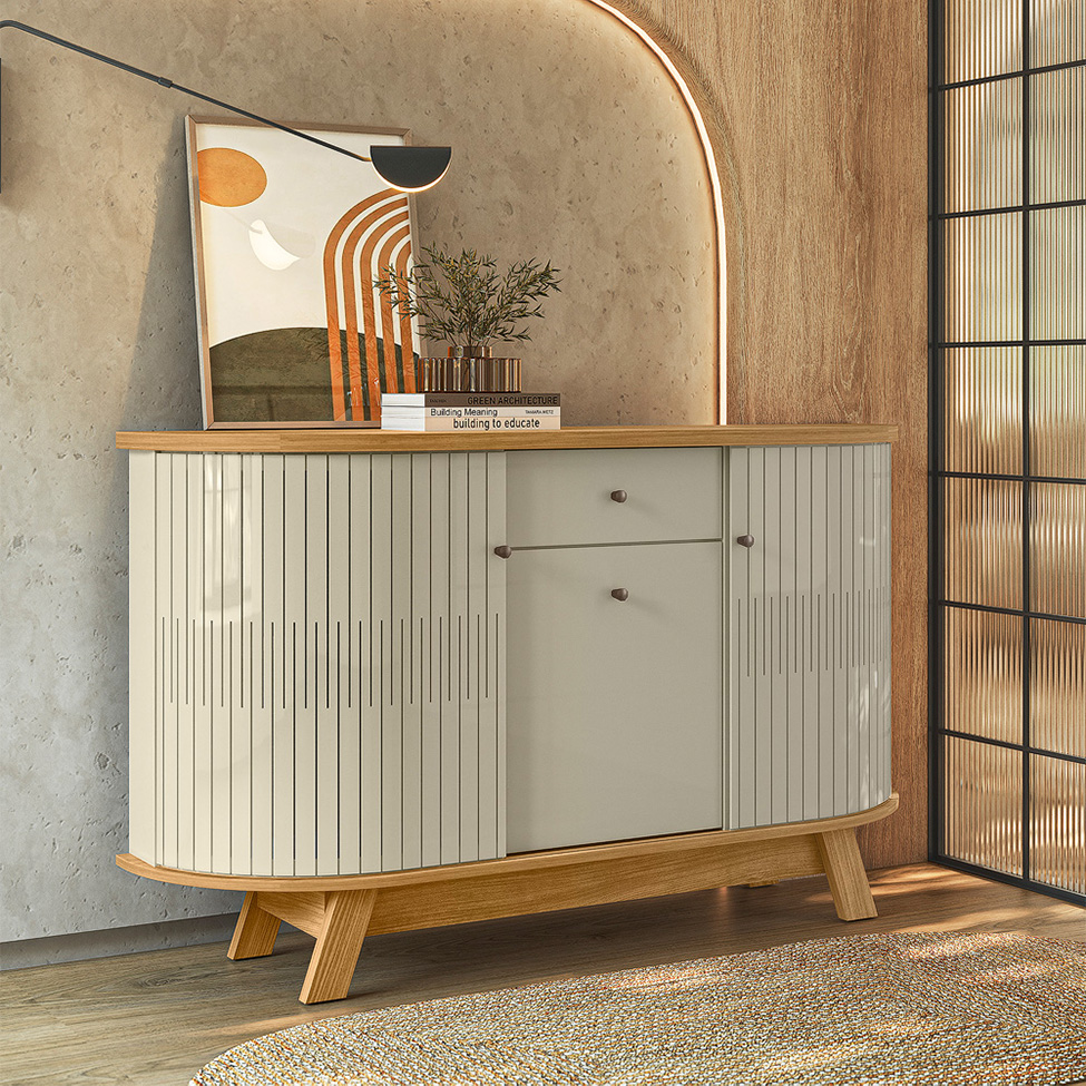 Buffet Monza 3 Portas 1 Gaveta Cumaru e Opala