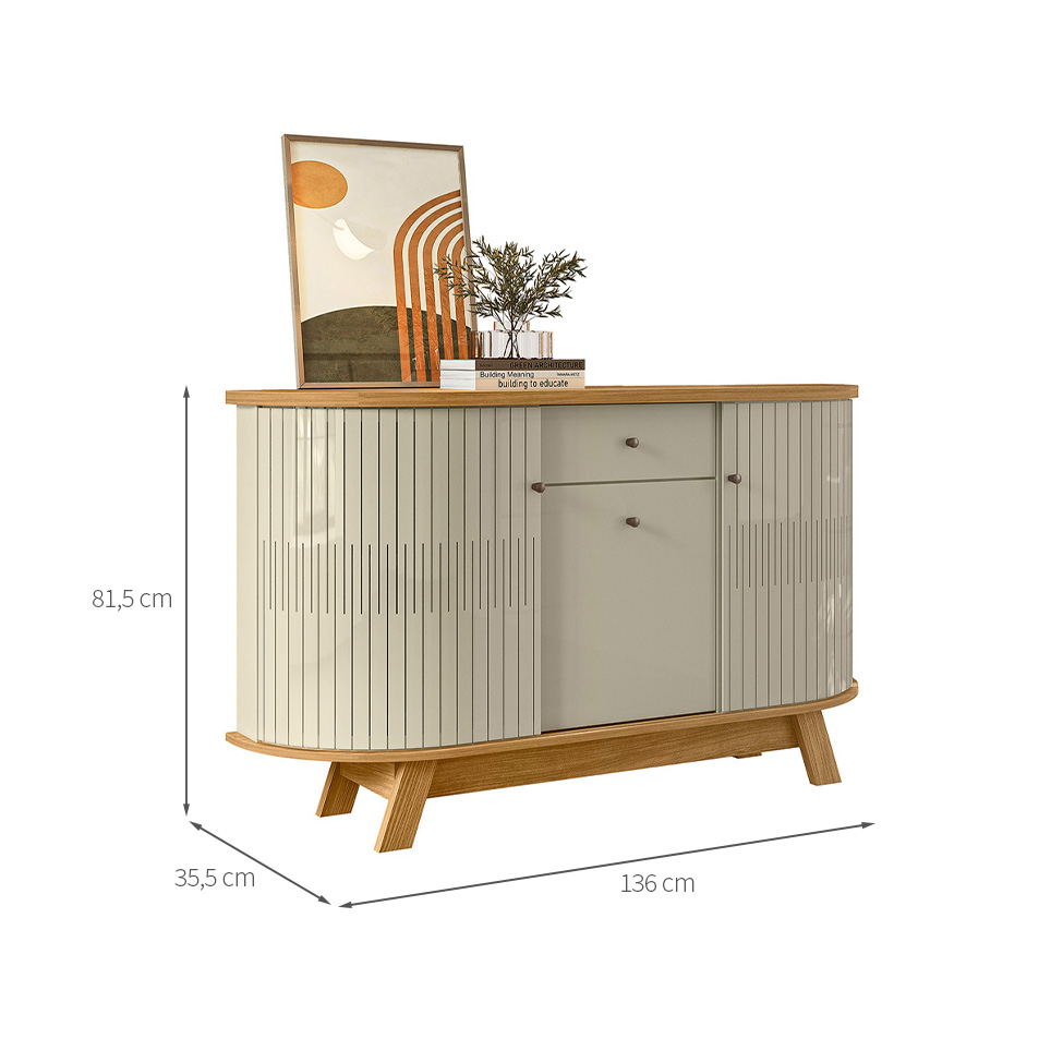 Buffet Monza 3 Portas 1 Gaveta Cumaru e Opala