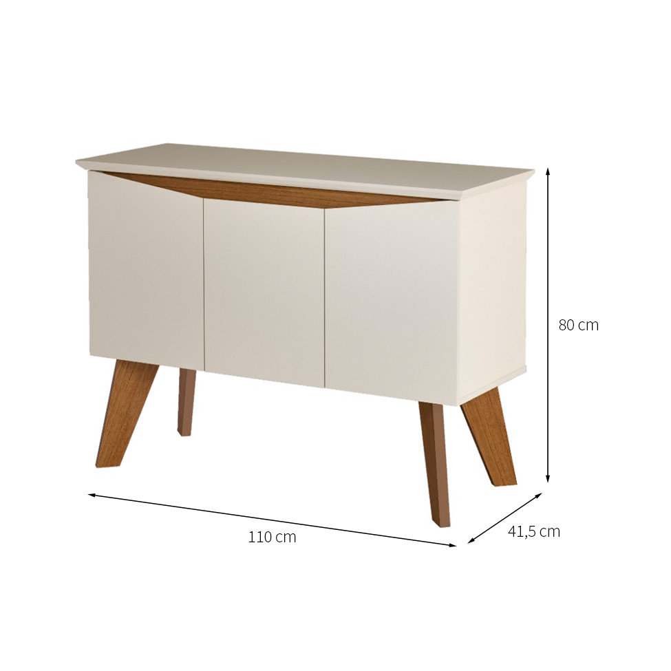 Buffet Oásis 3 Portas Off White e Cinamomo