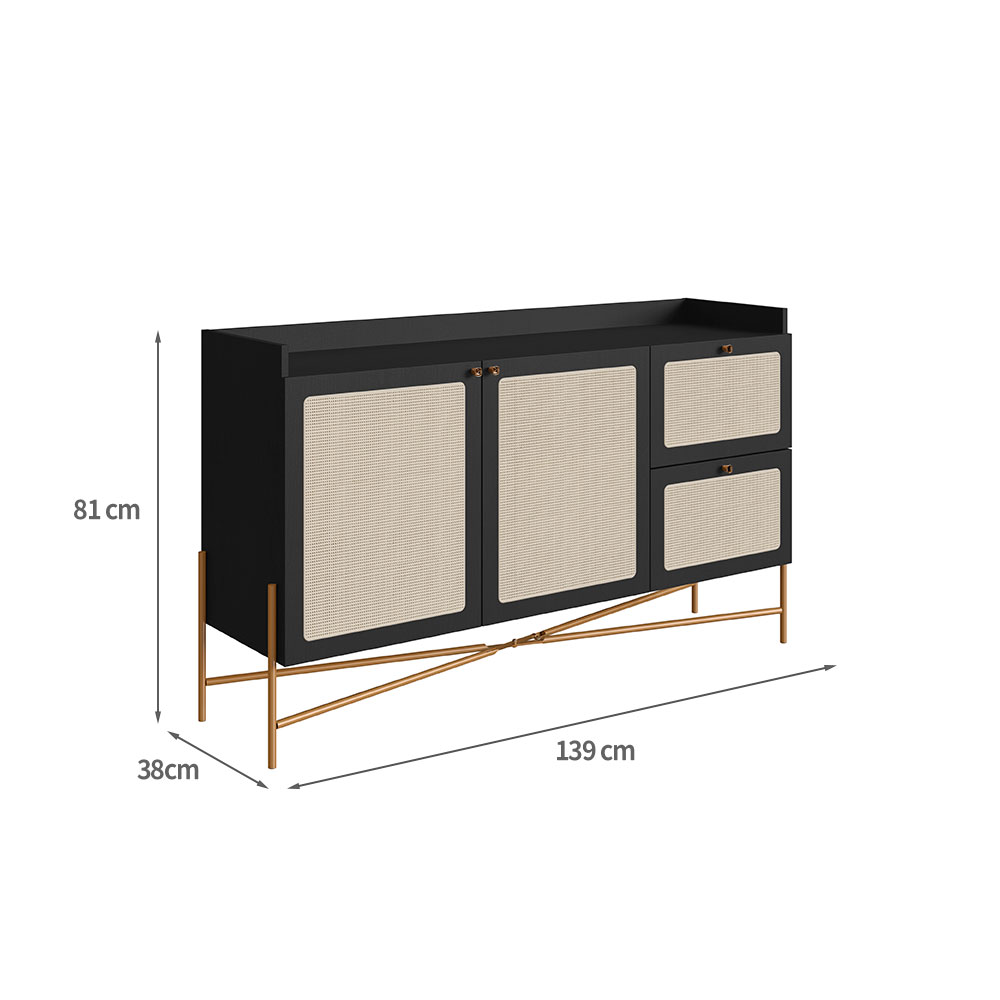 Buffet Oslo 2 PT 2 GV Preto e Dourado