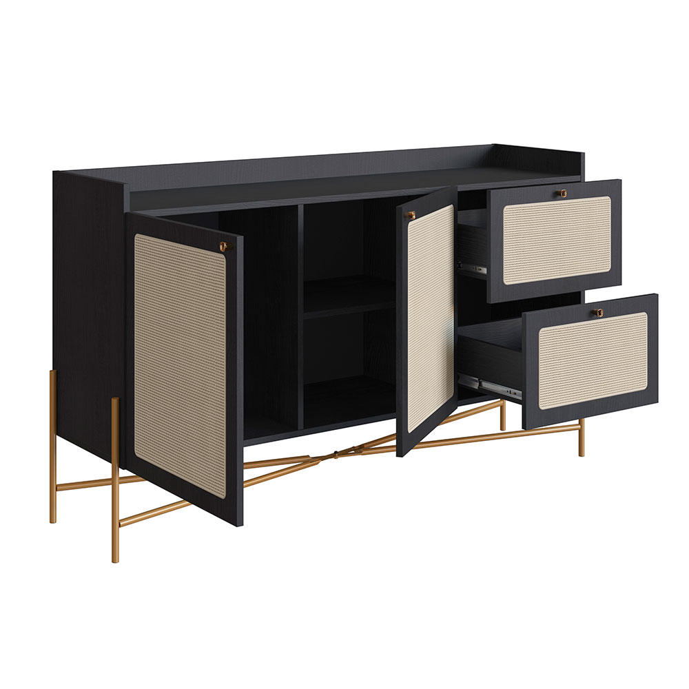 Buffet Oslo 2 PT 2 GV Preto e Dourado
