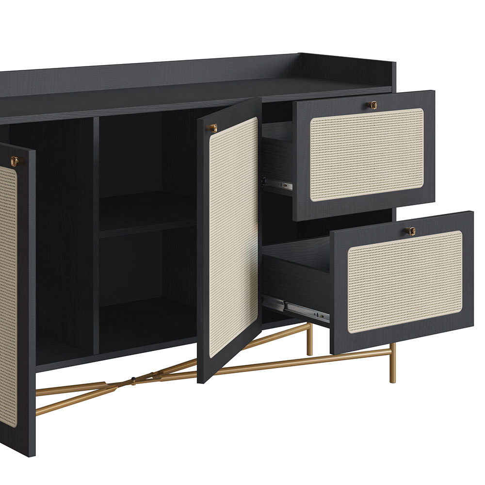 Buffet Oslo 2 PT 2 GV Preto e Dourado