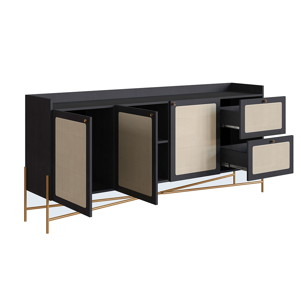 Buffet Oslo 3 PT 2 GV Preto e Dourado