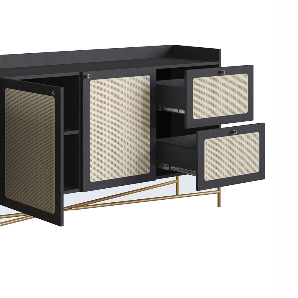 Buffet Oslo 3 PT 2 GV Preto e Dourado