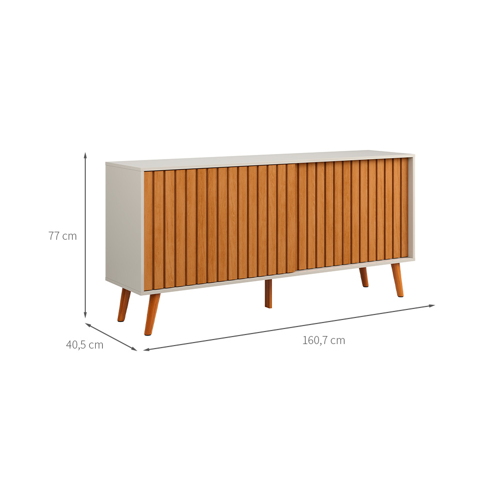 Buffet Ripado Duna 2 Portas Off White e Nature