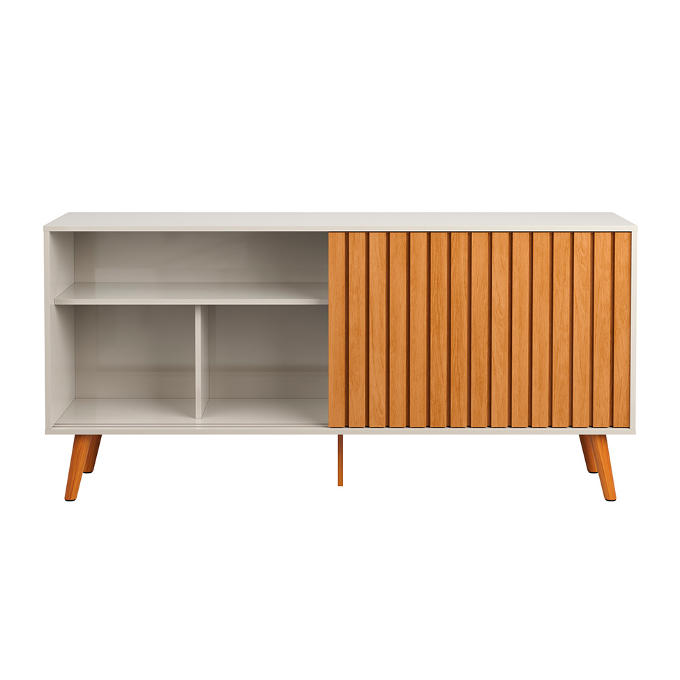 Buffet Ripado Duna 2 Portas Off White e Nature