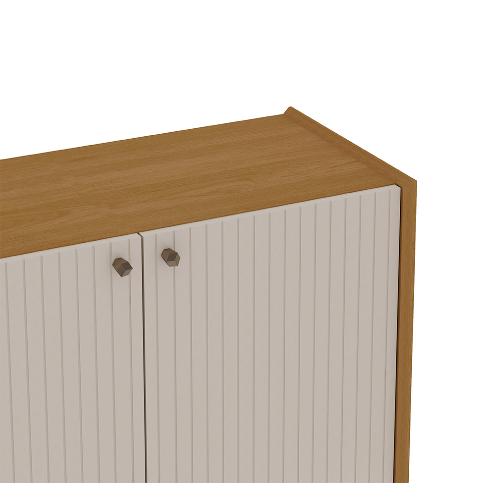 Buffet Vértice Ripado 2 Portas Off White e Cinamomo