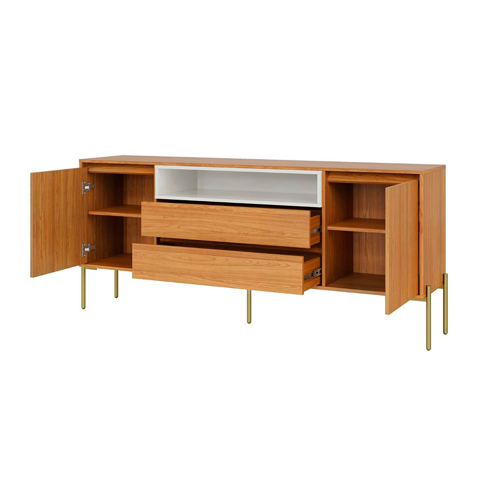 Buffet Verna 100% MDF 2 Portas 2 Gavetas Freijó e Off White