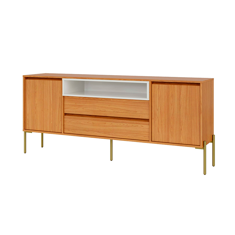 Buffet Verna 100% MDF 2 Portas 2 Gavetas Freijó e Off White