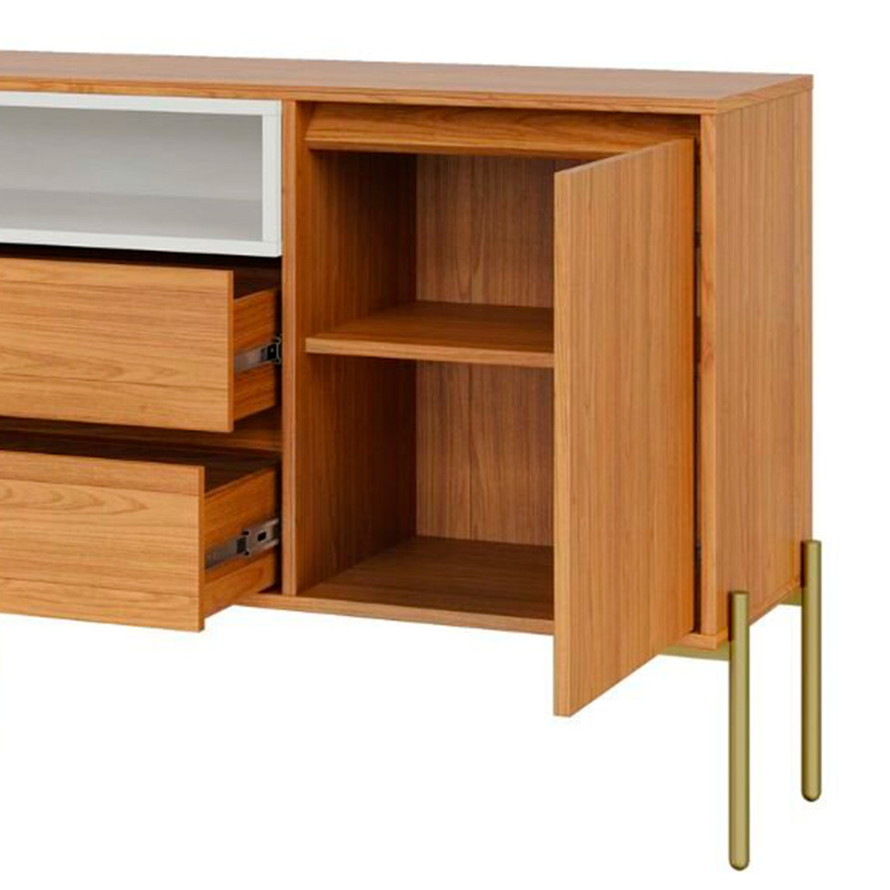 Buffet Verna 100% MDF 2 Portas 2 Gavetas Freijó e Off White