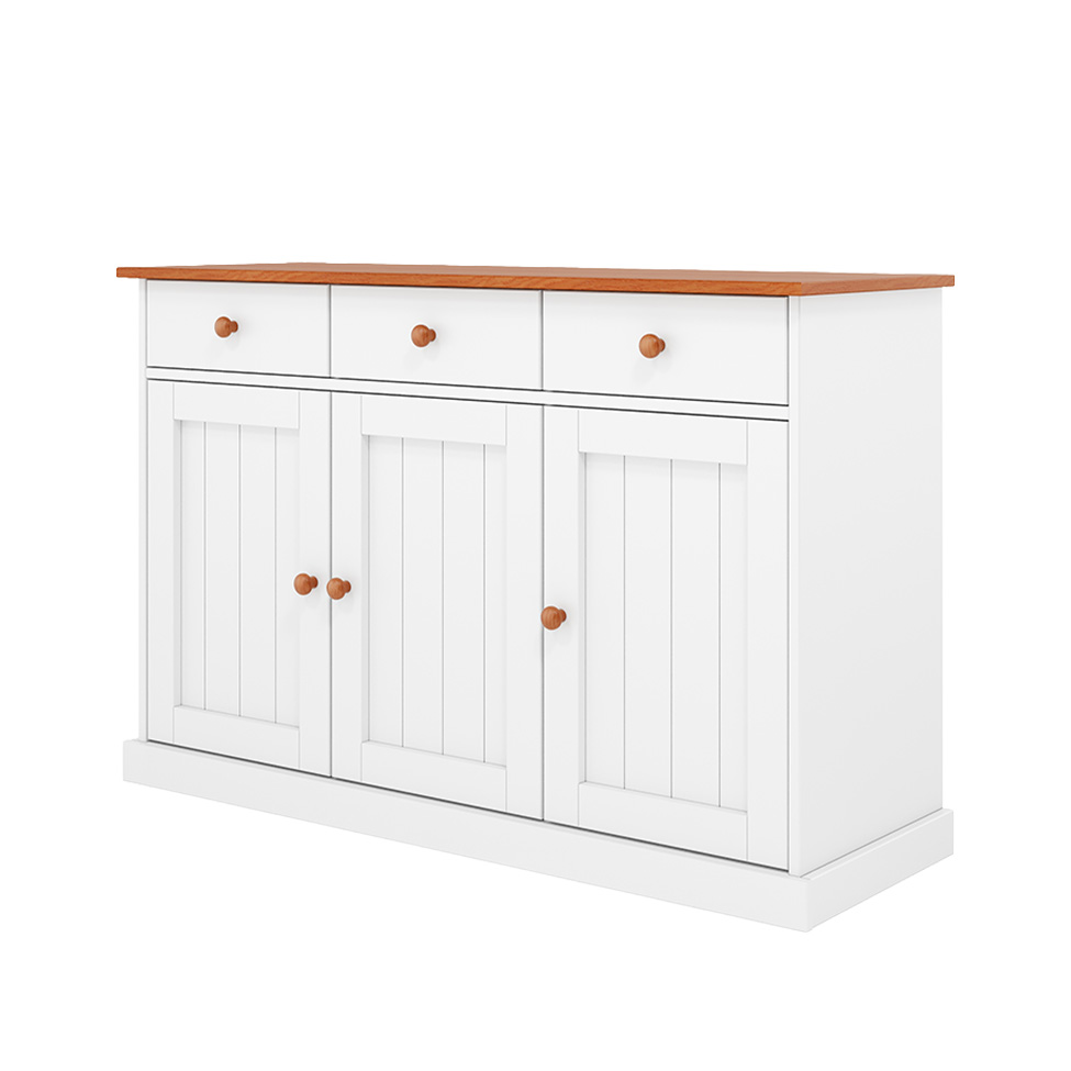 Buffet Westerland Madeira Maciça 3 Portas 3 Gavetas Branco