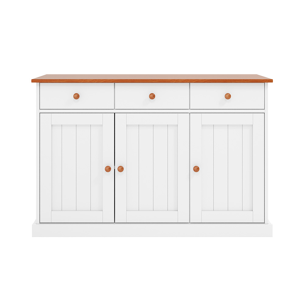 Buffet Westerland Madeira Maciça 3 Portas 3 Gavetas Branco