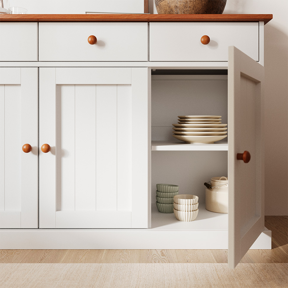 Buffet Westerland Madeira Maciça 3 Portas 3 Gavetas Branco