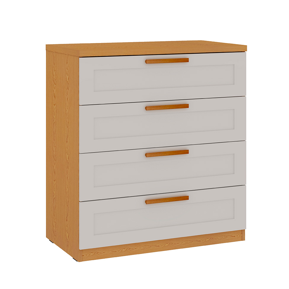 Cômoda 100% MDF Madri 6 Gavetas Branca e Cinamomo